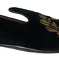 Elegant Black Velvet Gold-Accent Loafers