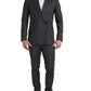 Sleek Grey Slim Fit Double Breasted Suit