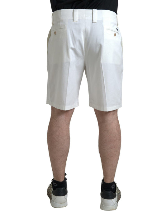 White Cotton Stretch Men Bermuda Denim Shorts