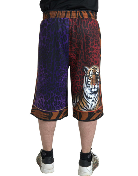 Chic Multicolor Bermuda Shorts with Exotic Print