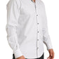Elegant White Striped Cotton Dress Shirt