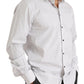 Elegant White Striped Cotton Dress Shirt