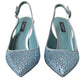 Aquamarine Slingback Heels with Crystal Embellishments