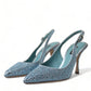 Aquamarine Slingback Heels with Crystal Embellishments