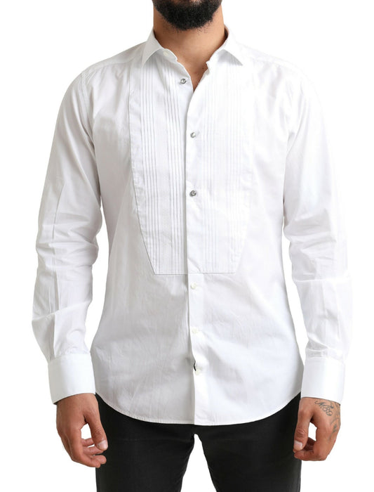 Elegant White Cotton Dress Shirt for Men