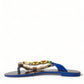 Elegant Blue Leather Flat Sandals