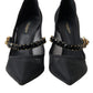 Crystal-Embellished Black Mary Jane Stilettos