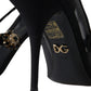 Crystal-Embellished Black Mary Jane Stilettos