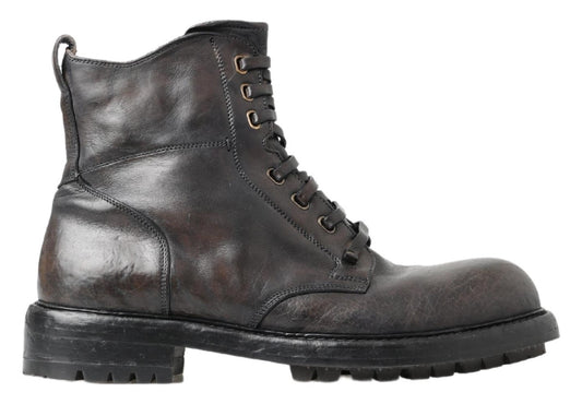 Brown Men Leather Ankle Boots Shoes