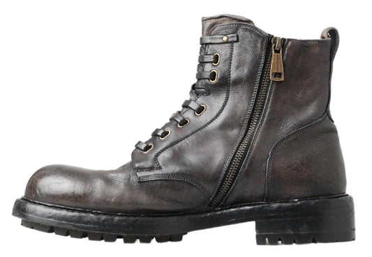 Brown Men Leather Ankle Boots Shoes