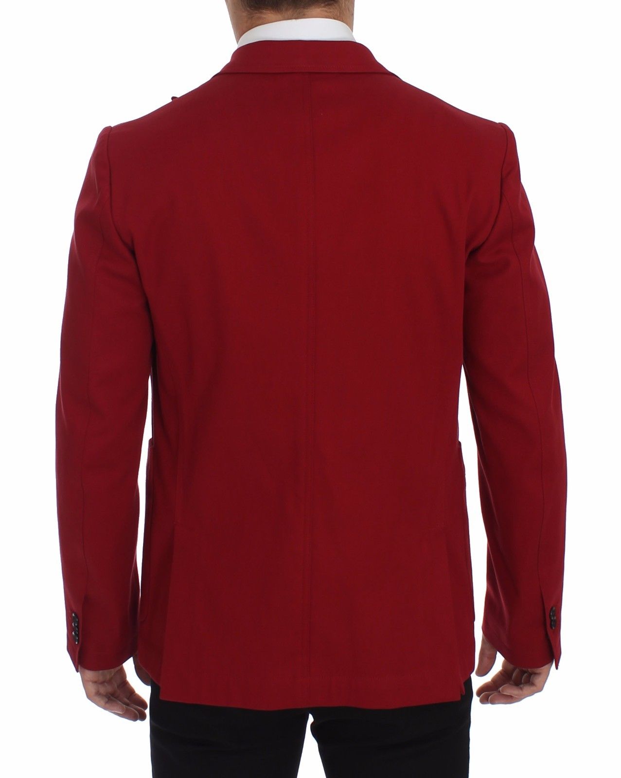 Elegant Red Cotton Stretch Two-Button Blazer