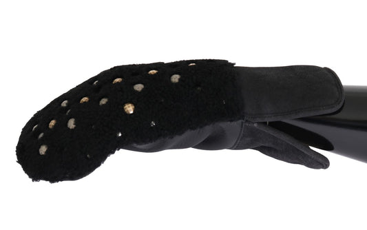 Studded Black Leather Gentleman's Gloves