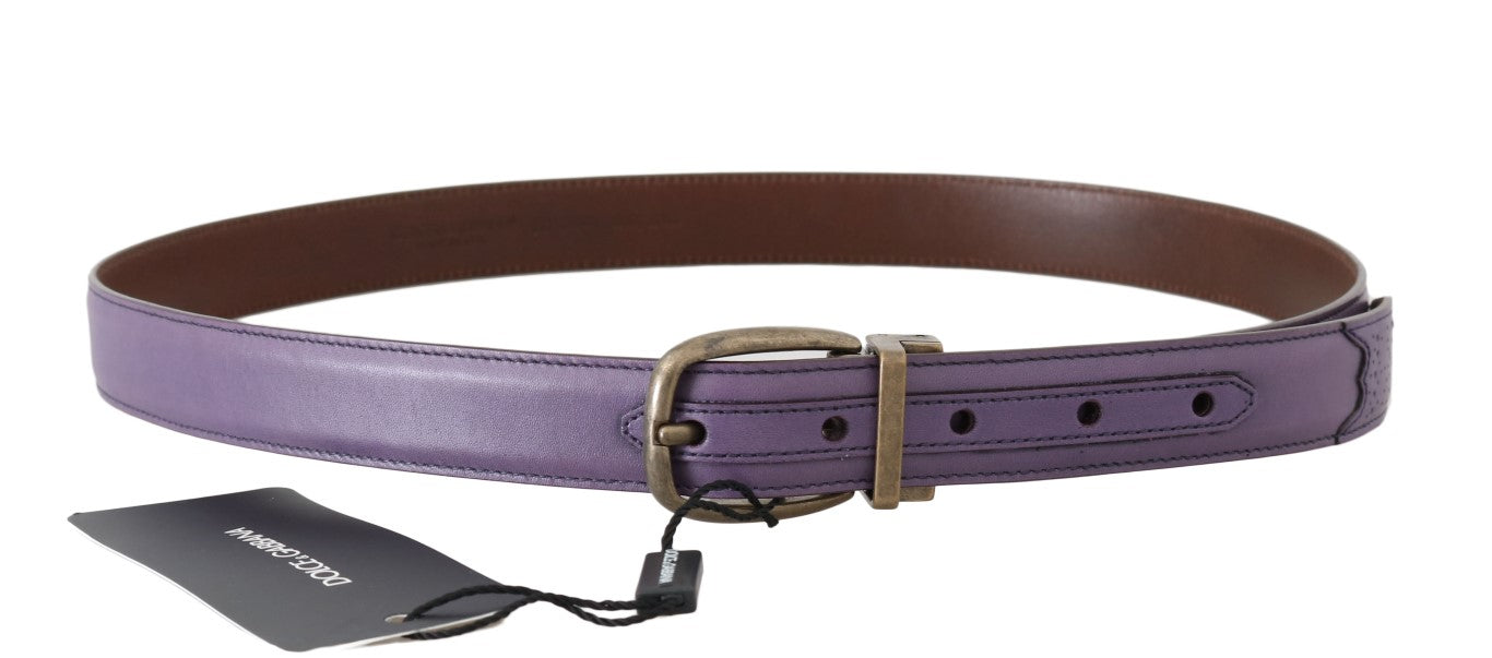 Purple Shiny Leather Gold Buckle Belt