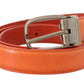 Dolce & Gabbana Orange Leather Gold Buckle Men's Belt