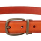 Orange Leather Gold Buckle Belt