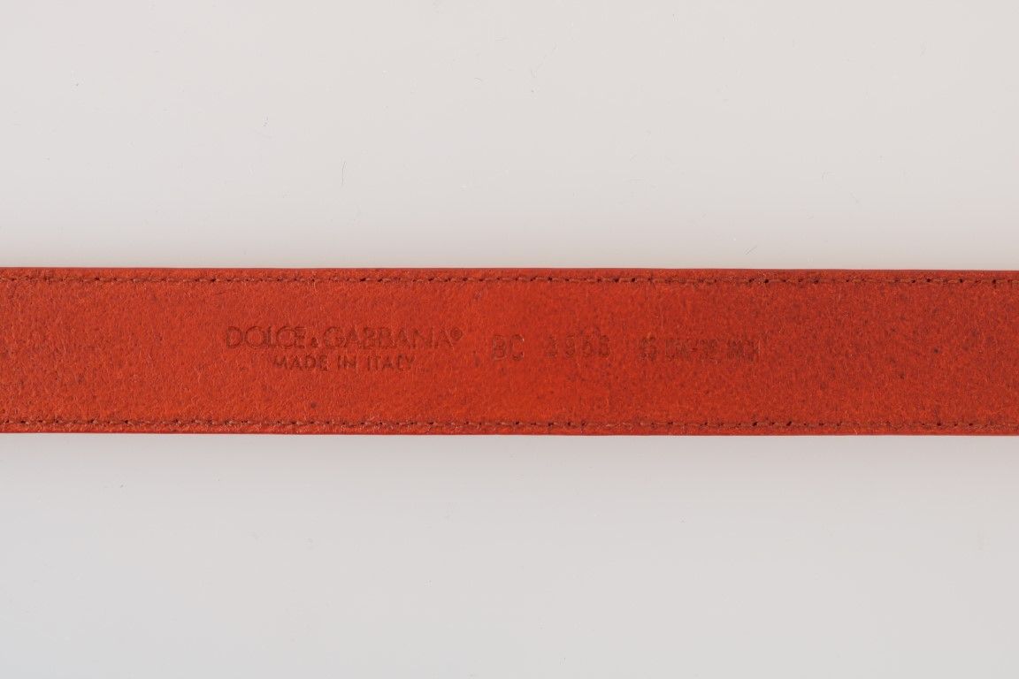 Dolce & Gabbana Orange Leather Gold Buckle Men's Belt