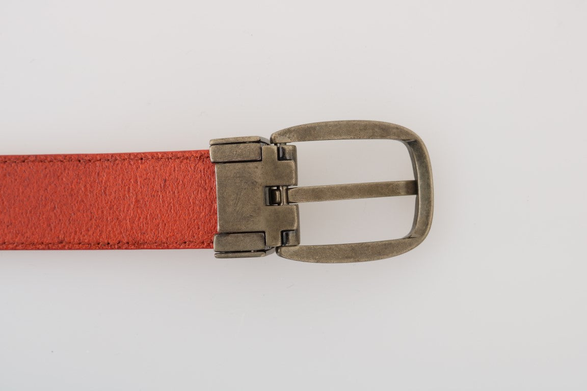 Orange Leather Gold Buckle Belt
