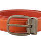 Dolce & Gabbana Orange Leather Gold Buckle Men's Belt