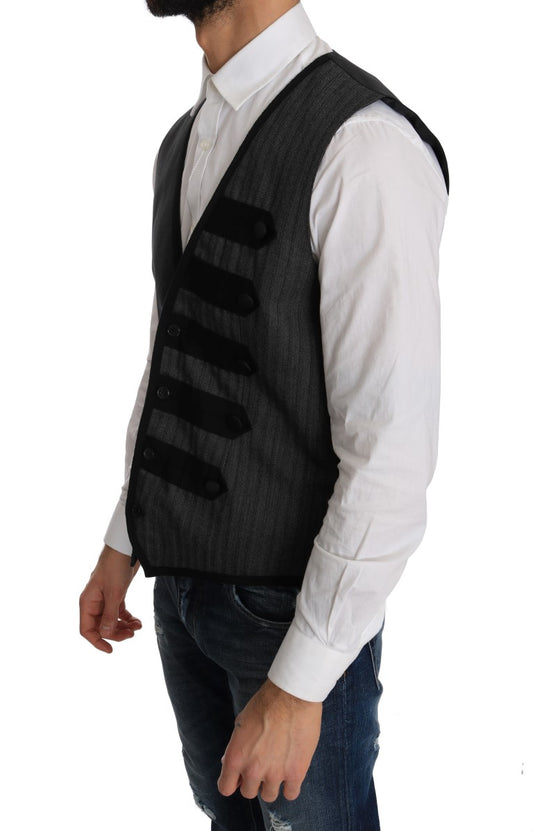 Elegant Gray Torrero Pattern Formal Vest