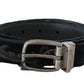 Elegant Black Cotton-Leather Men's Belt