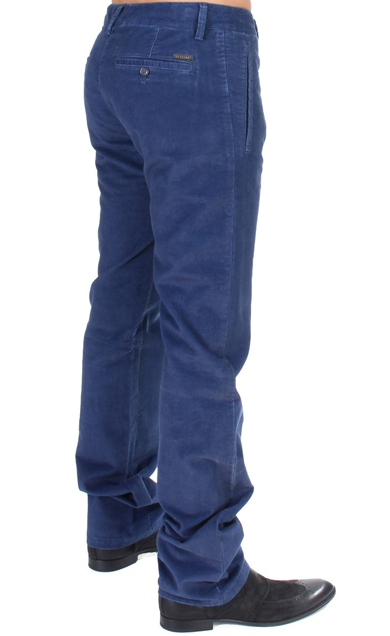Elegant Blue Straight Fit Casual Pants