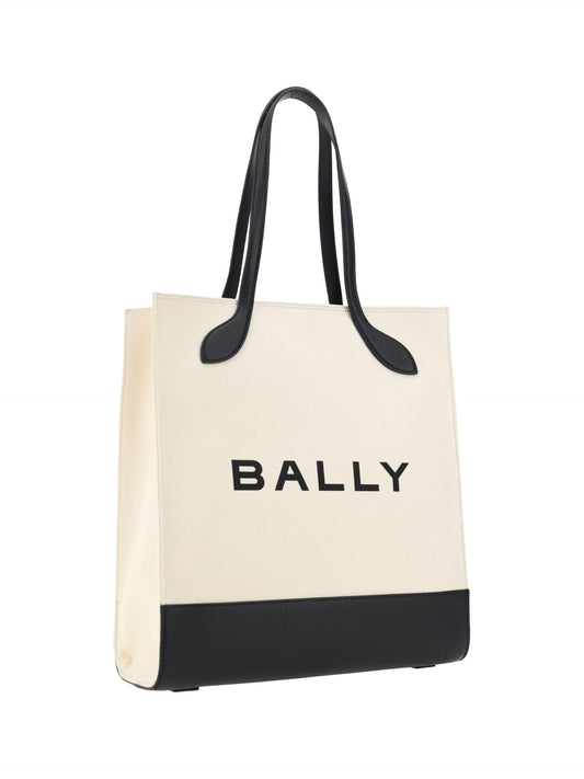 White and Black Leather Tote Shoulder Bag