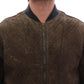 Brown Gray Leather Jacket Coat