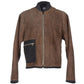Brown Gray Leather Jacket Coat