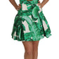 Elegant Green Banana Leaf Print A-Line Dress