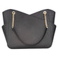 Jet Set Large Leather Black X Cross Chain Shoulder Tote Hand Bag