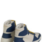 Blue Calf Leather Mid Top Sneakers