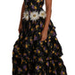 Elegant Floral Silk Maxi Dress with Embellishments