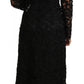 Elegant Embroidered Black Floral Midi Dress