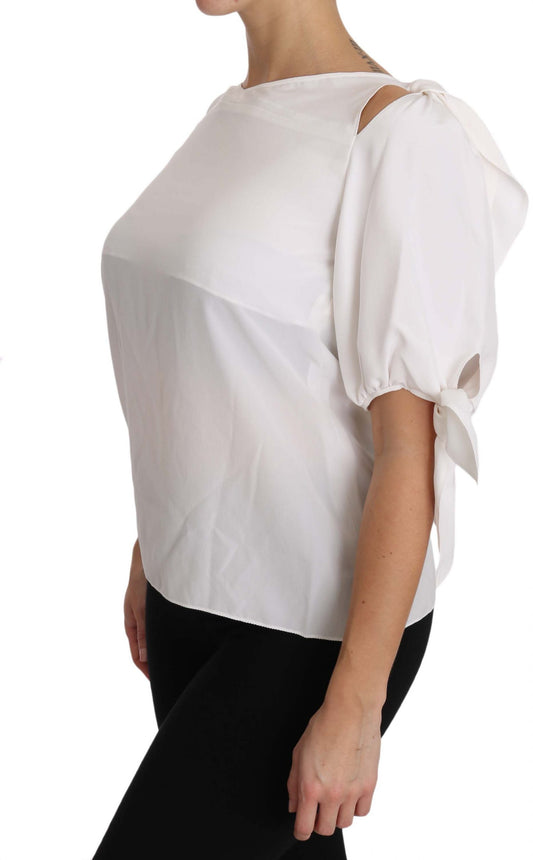 Solid White Silk Off Shoulder Blouse Top