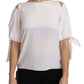 Solid White Silk Off Shoulder Blouse Top