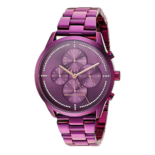 (MK6523) Slater Chronograph Purple Toned Glitz Dial Watch