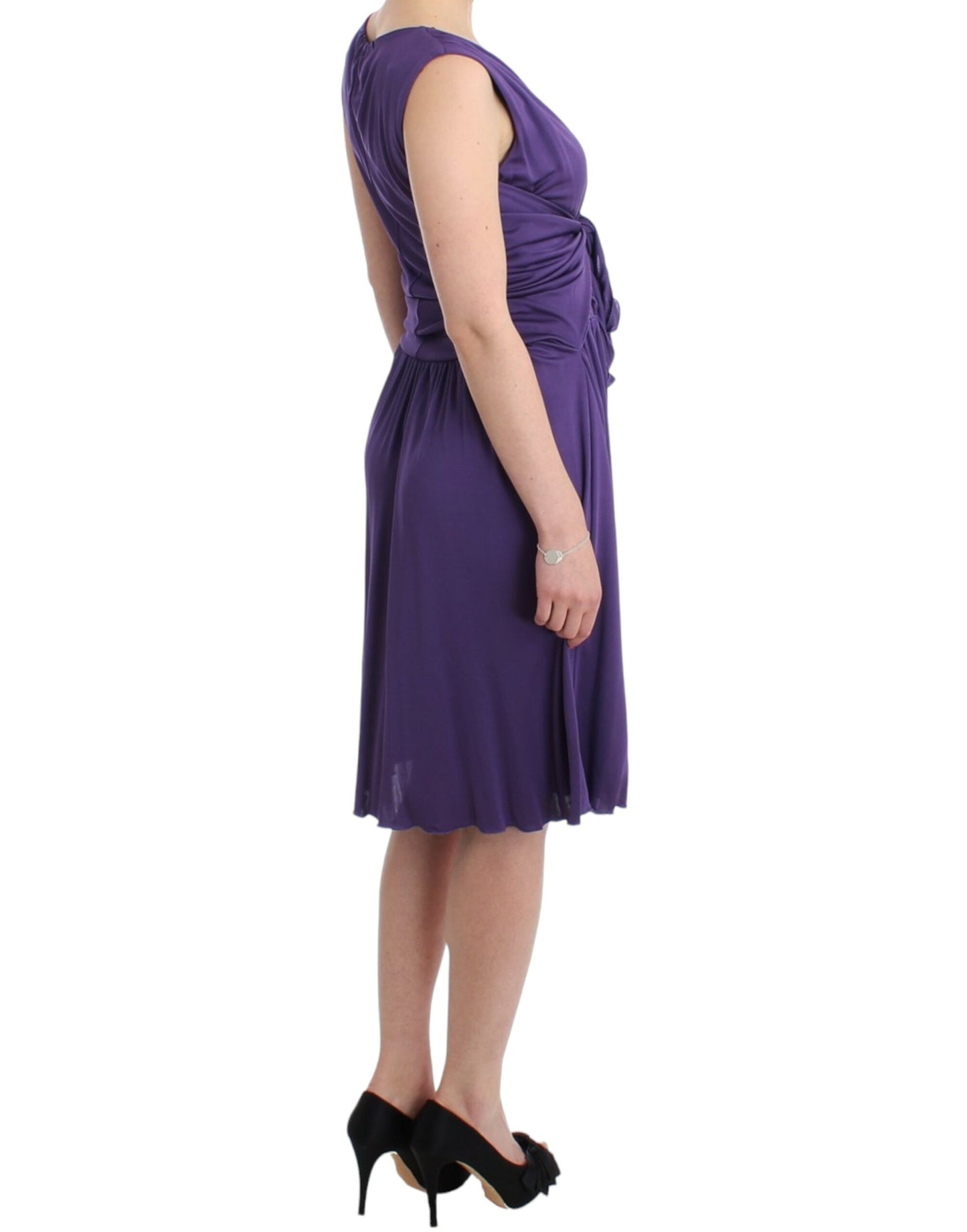 Elegant Purple Knee-Length Jersey Dress
