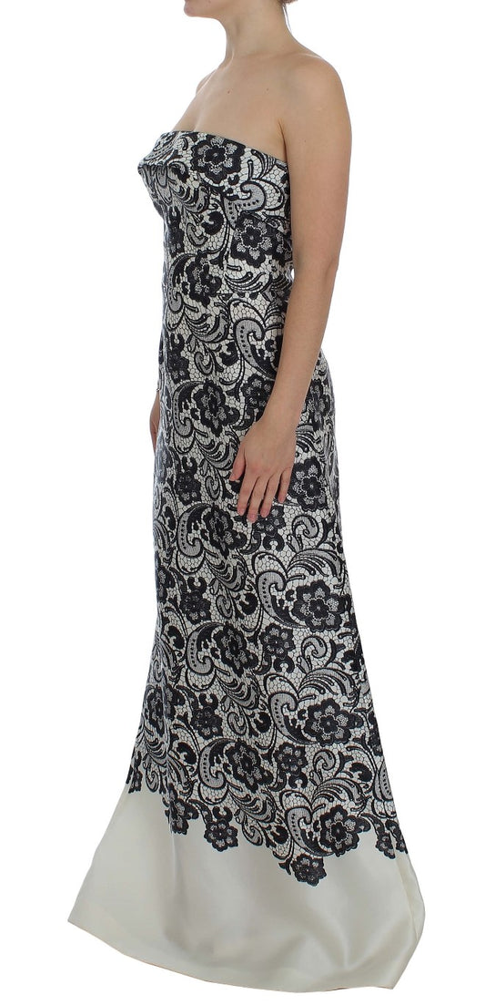 Elegant Silk Lace Corset Maxi Dress