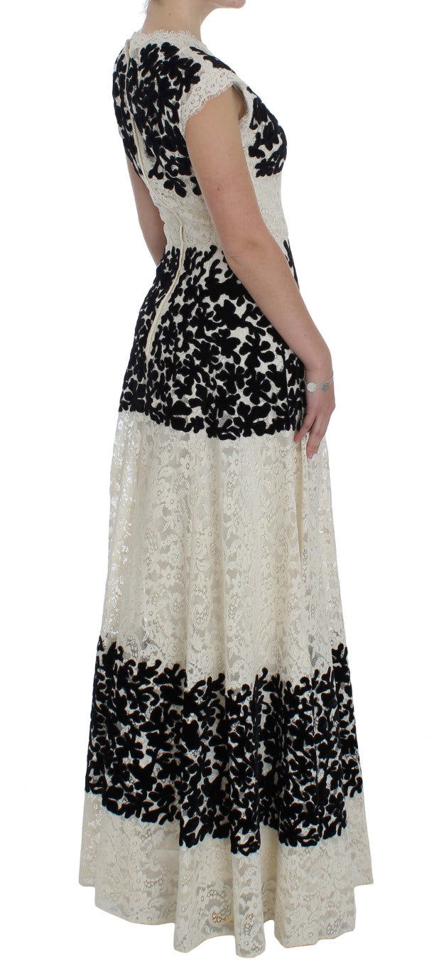 Elegant Floral Lace Cap Sleeve Maxi Dress