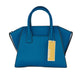 Avril Small Pebble Leather Top Zip Satchel Crossbody Handbag (Lagoon Solid)