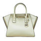 Avril Small Pebble Leather Top Zip Satchel Crossbody Handbag (Pale Gold)