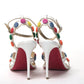 White Multicolor Spot Design High Heels Shoes Sandal