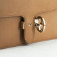 Elegant Beige Calf Leather Shoulder Bag