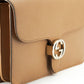 Elegant Beige Calf Leather Shoulder Bag