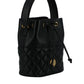 Elegant Black Leather Bucket Shoulder Bag