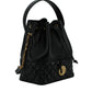 Elegant Black Leather Medusa Bucket Shoulder Bag