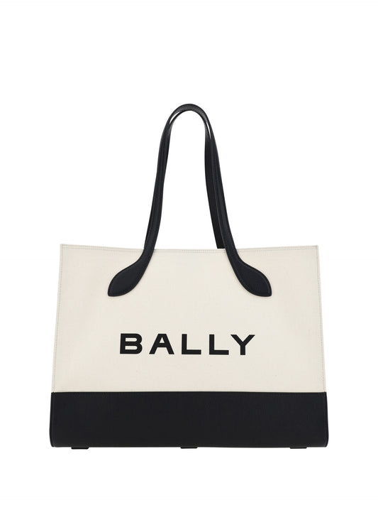 White and Black Leather Tote Shoulder Bag