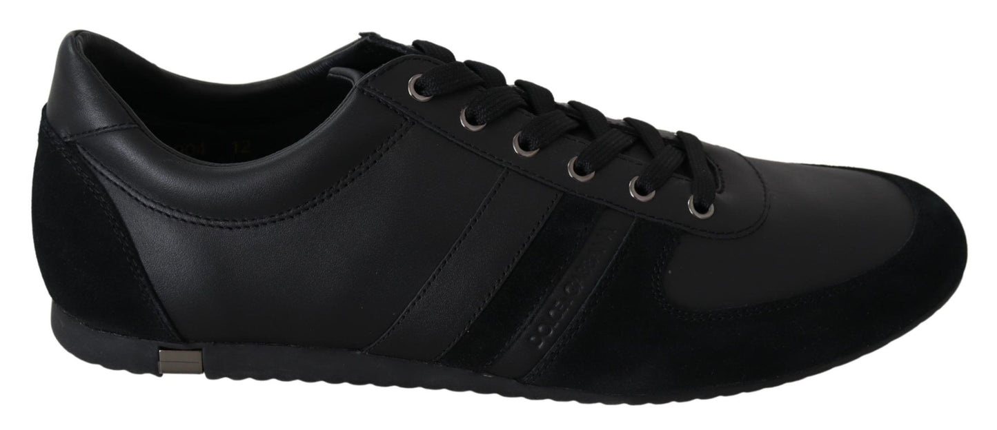 Black Logo Leather Casual Sneakers Shoes