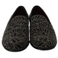 Elegant Black Velvet Loafers with Crystal Detail