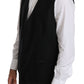Elegant Black Wool Silk Vest